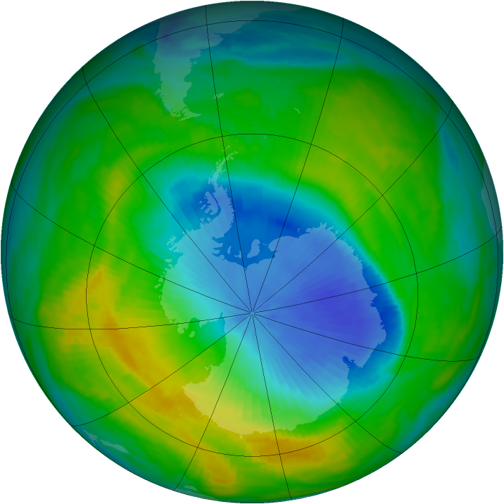 Antarctic ozone map for 14 November 1985